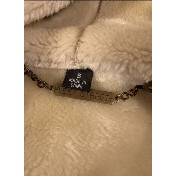 Fleet Street Women’s Faux Fur Suede Jacket Coat Hooded Fleece Size Small - Picture 6 of 8